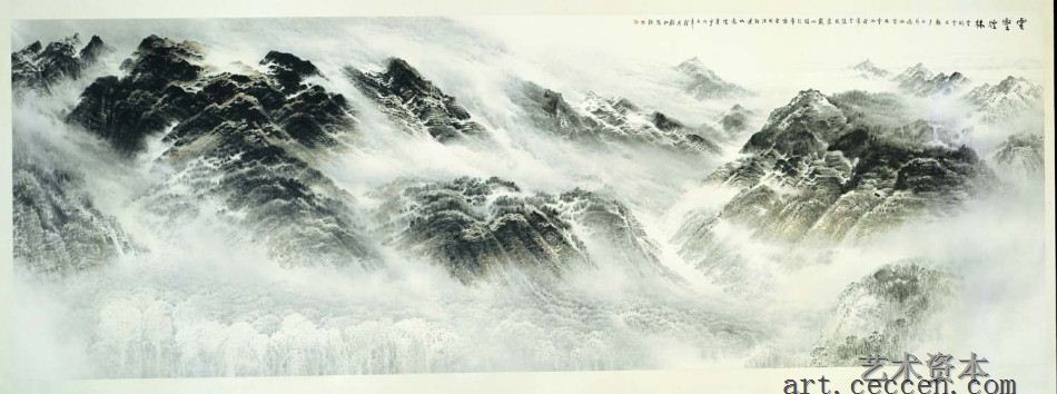 云壑烟林，许钦松，中国画，2008年， 618x215cm